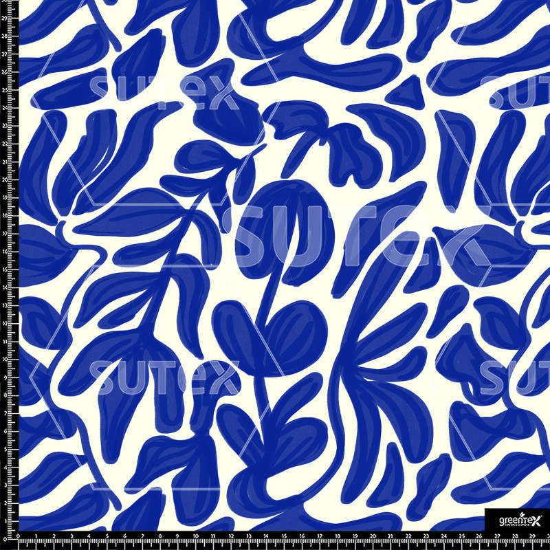 370517 AQ ABSTRACT BLUE LEAVES AQ